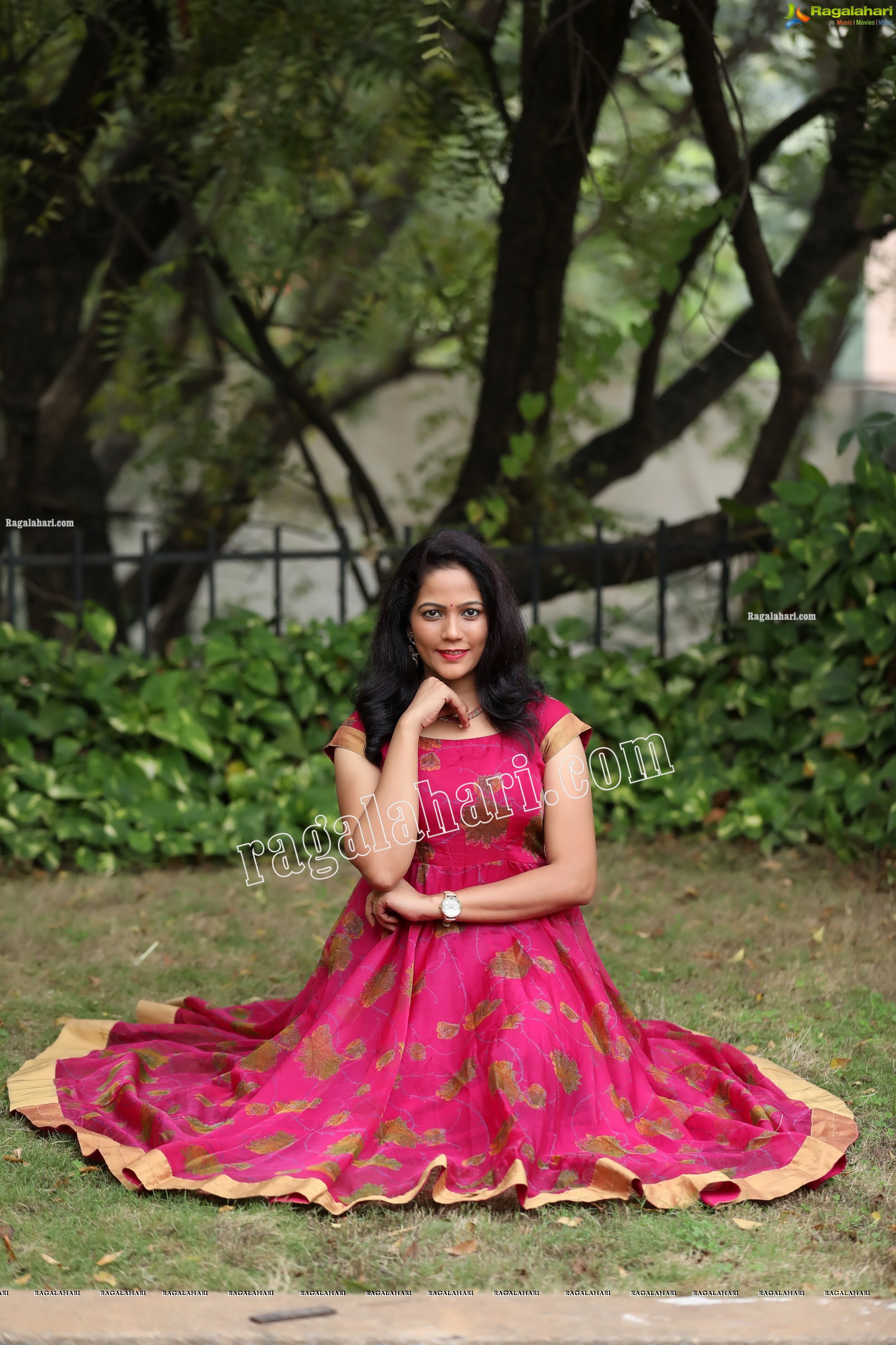 Shaik Faiza in Rani Pink Designer Long Gown, Exclusive Photo Shoot