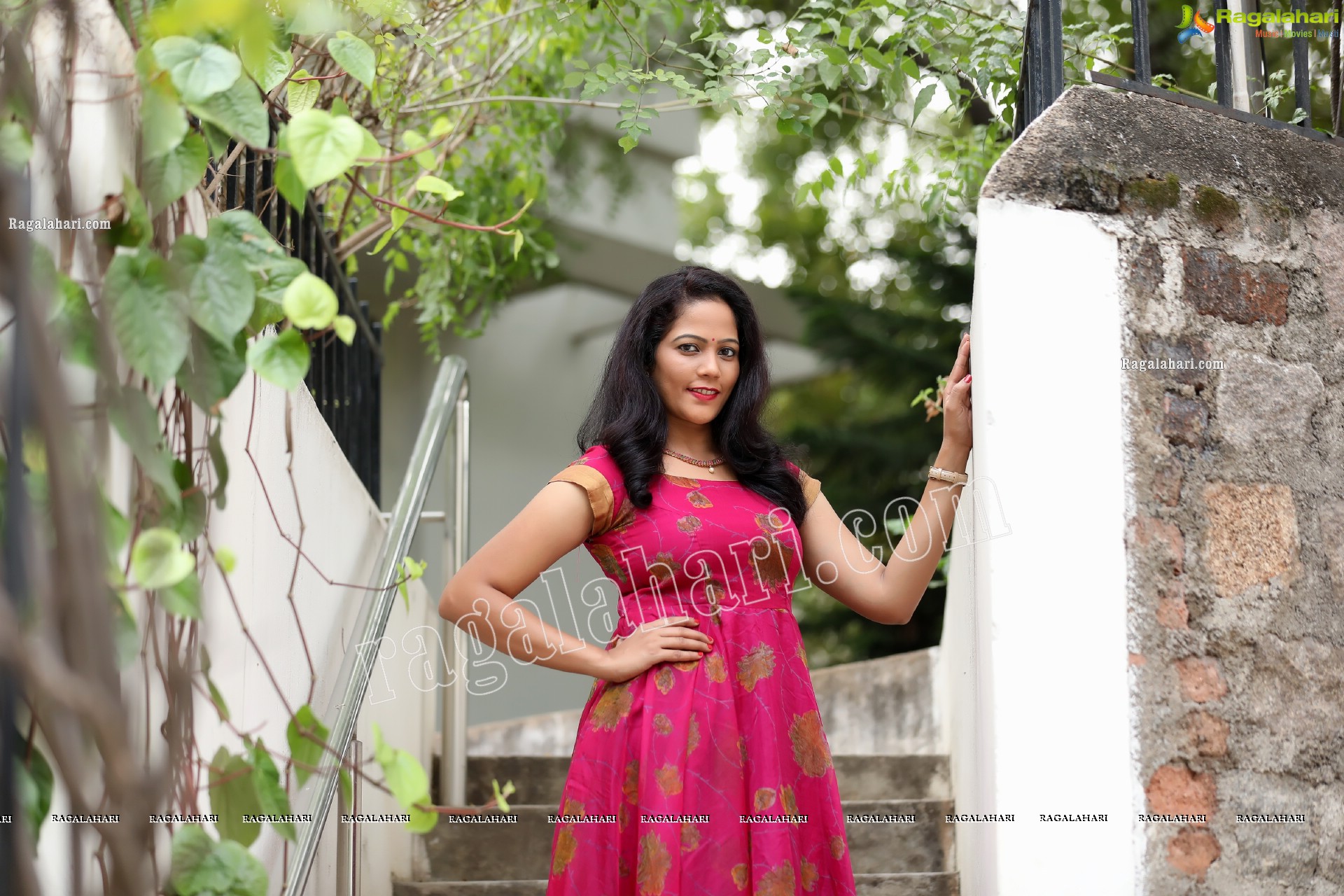 Shaik Faiza in Rani Pink Designer Long Gown, Exclusive Photo Shoot