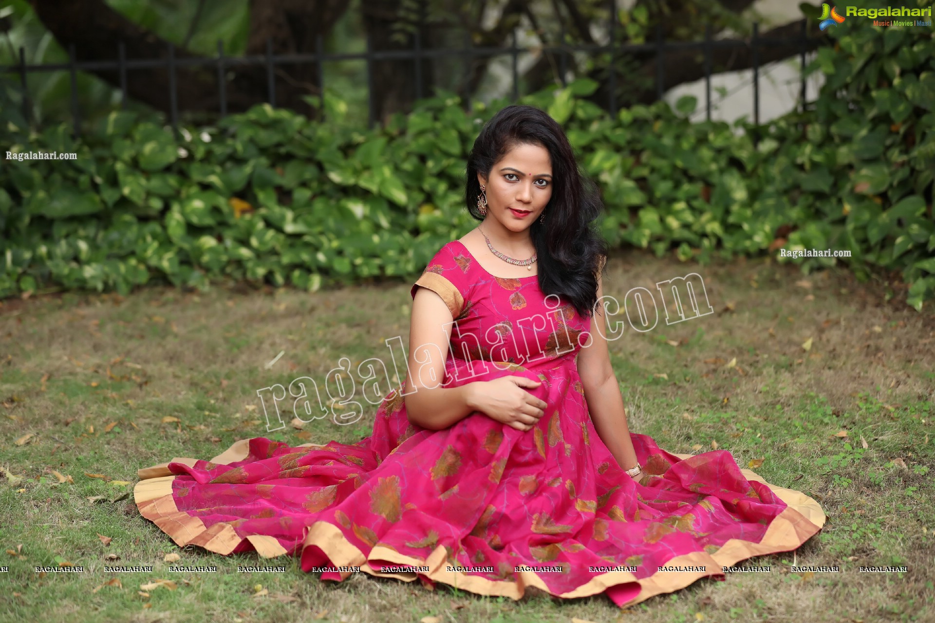 Shaik Faiza in Rani Pink Designer Long Gown, Exclusive Photo Shoot