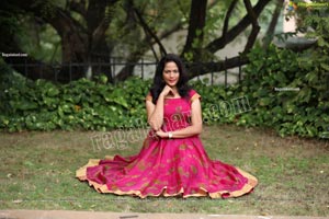 Shaik Faiza in Rani Pink Designer Long Gown