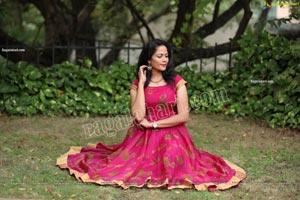 Shaik Faiza in Rani Pink Designer Long Gown