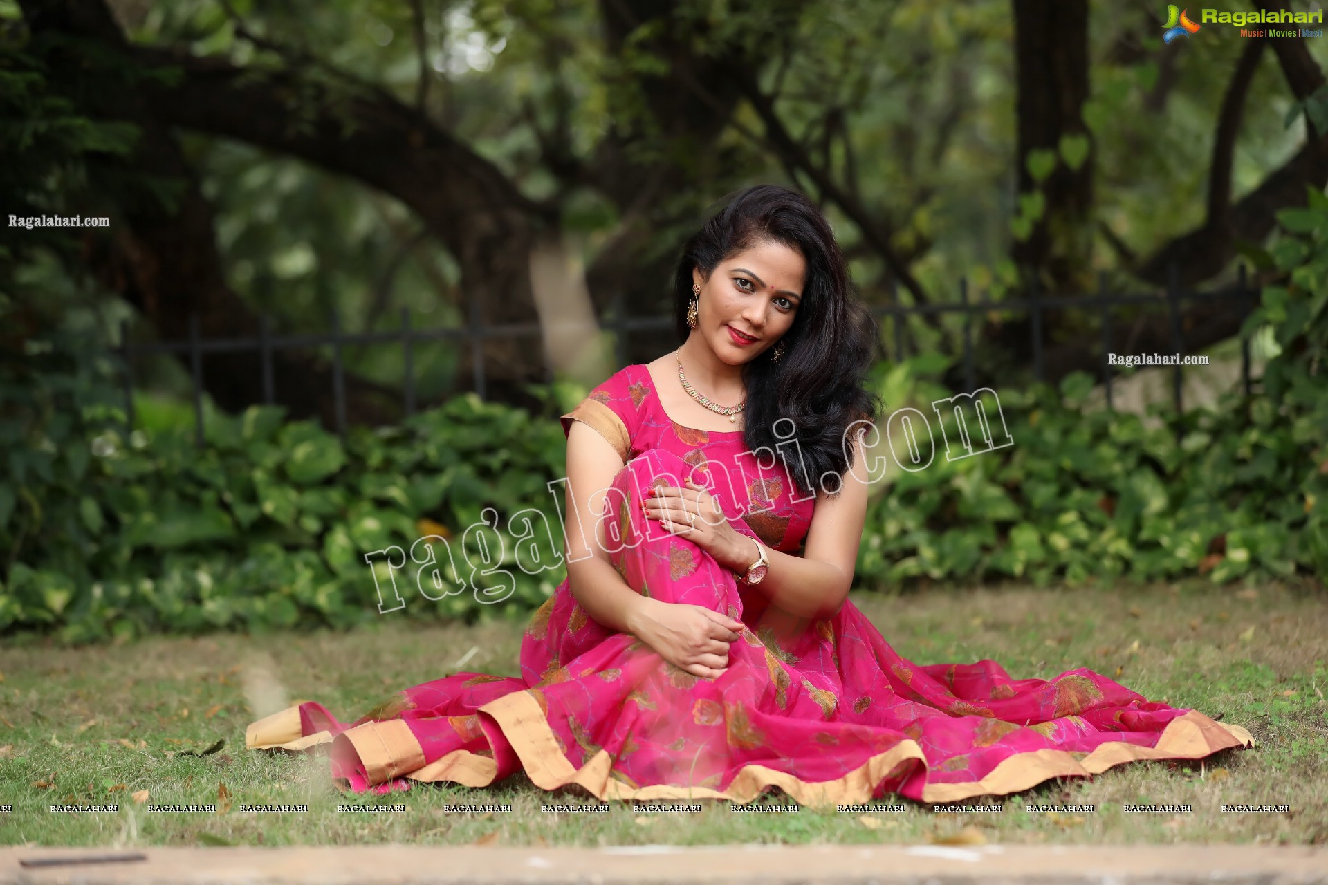 Shaik Faiza in Rani Pink Designer Long Gown, Exclusive Photo Shoot