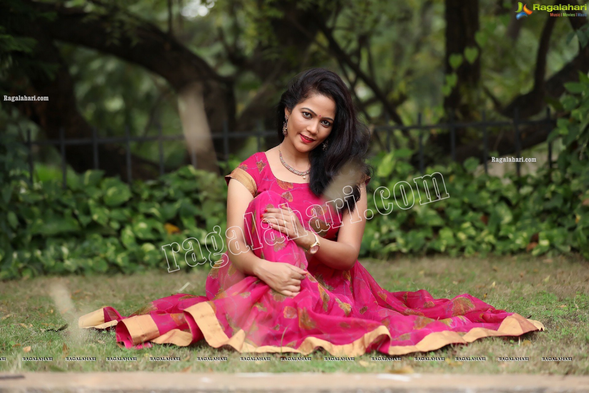 Shaik Faiza in Rani Pink Designer Long Gown, Exclusive Photo Shoot