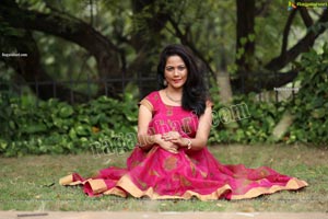 Shaik Faiza in Rani Pink Designer Long Gown