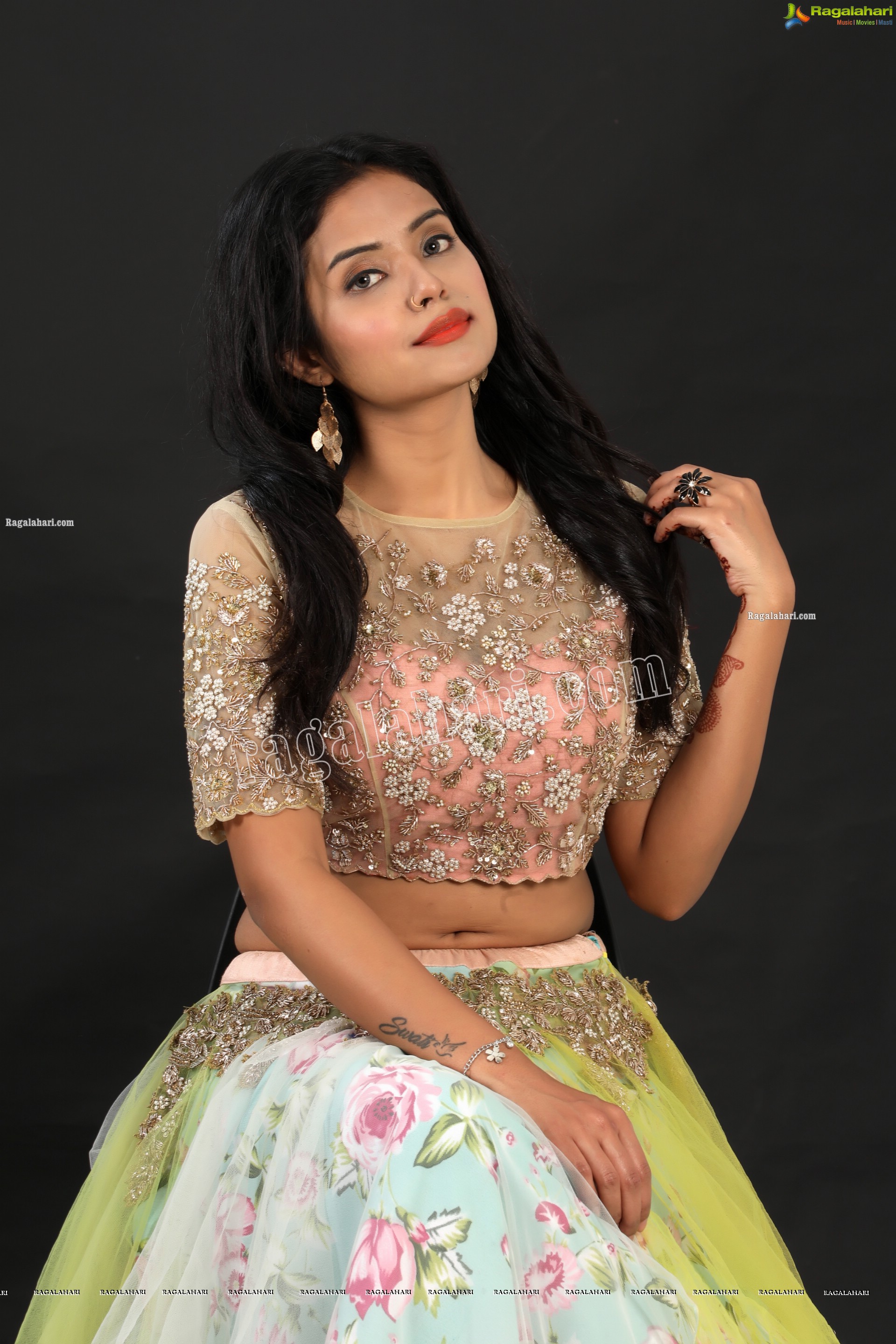 Swati Mandal in Primrose Yellow Embroidered Lehenga Exclusive Photo Shoot