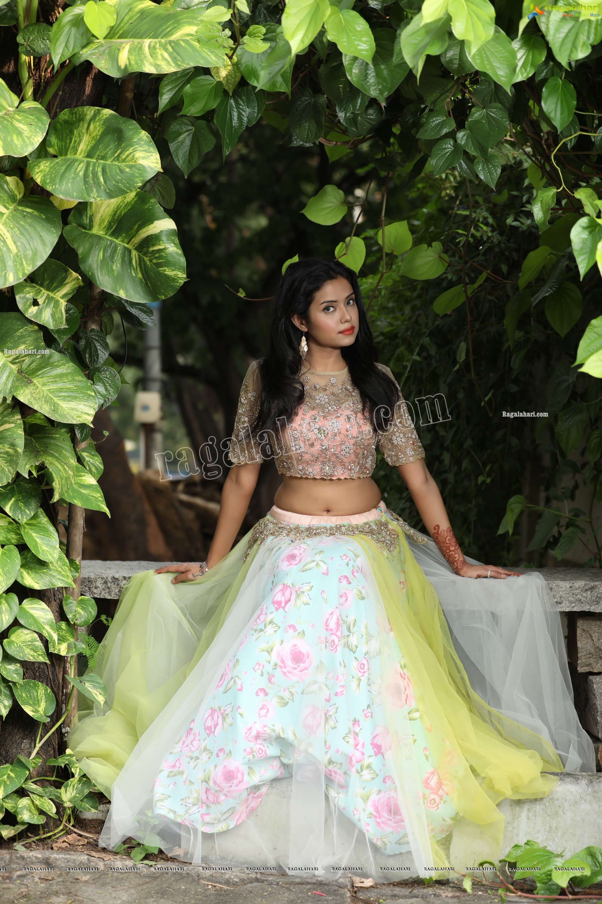 Swati Mandal in Primrose Yellow Embroidered Lehenga Exclusive Photo Shoot