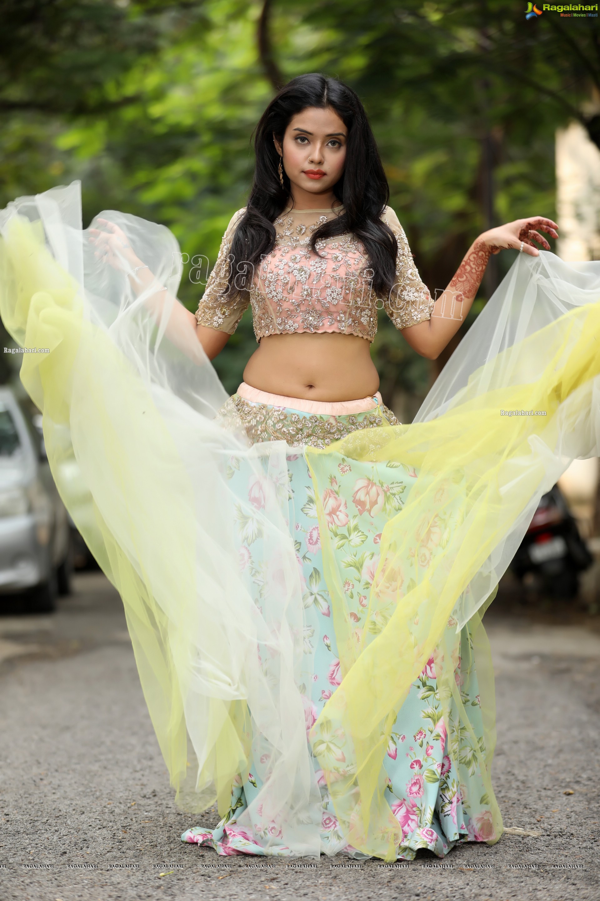 Swati Mandal in Primrose Yellow Embroidered Lehenga Exclusive Photo Shoot