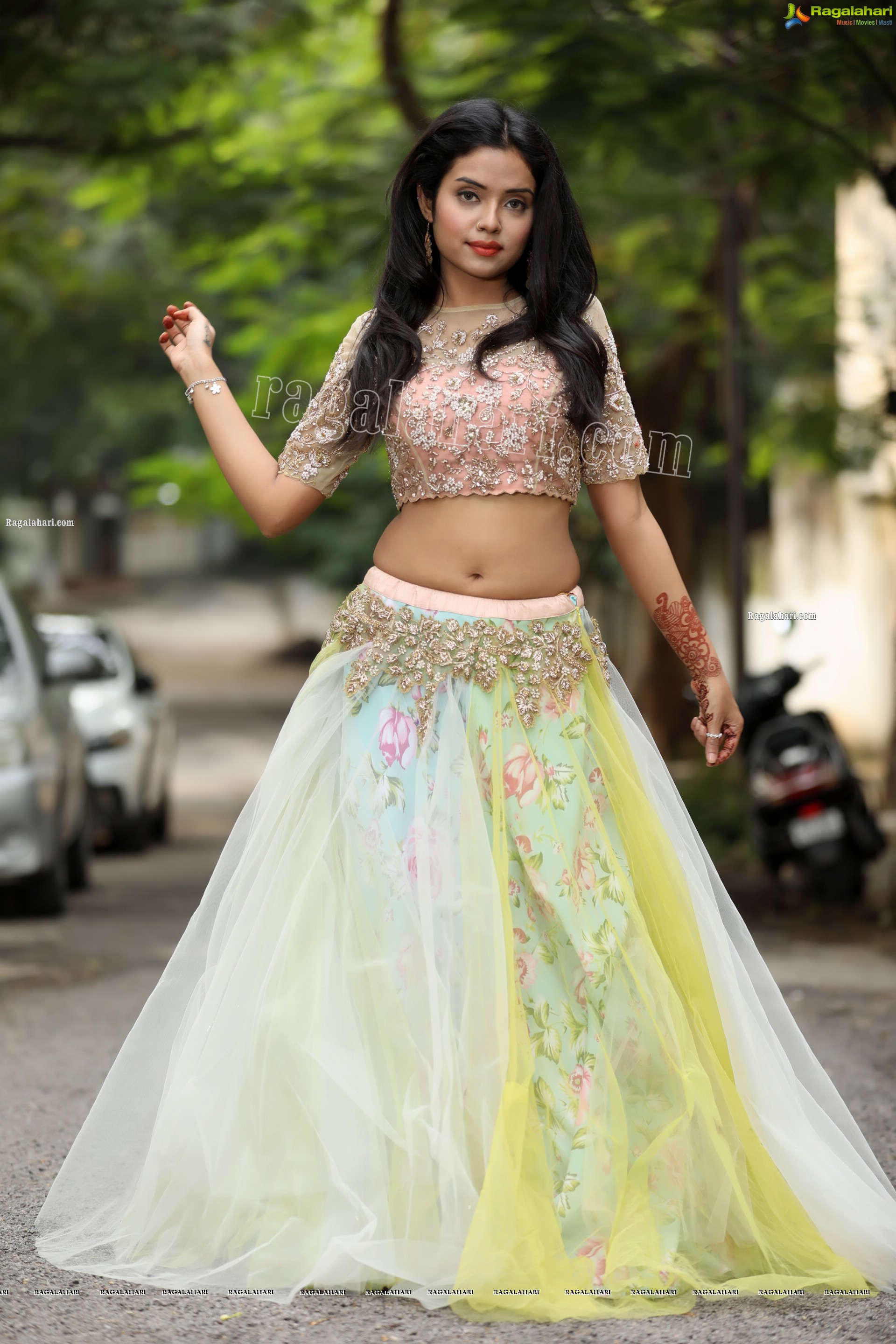 Swati Mandal in Primrose Yellow Embroidered Lehenga Exclusive Photo Shoot