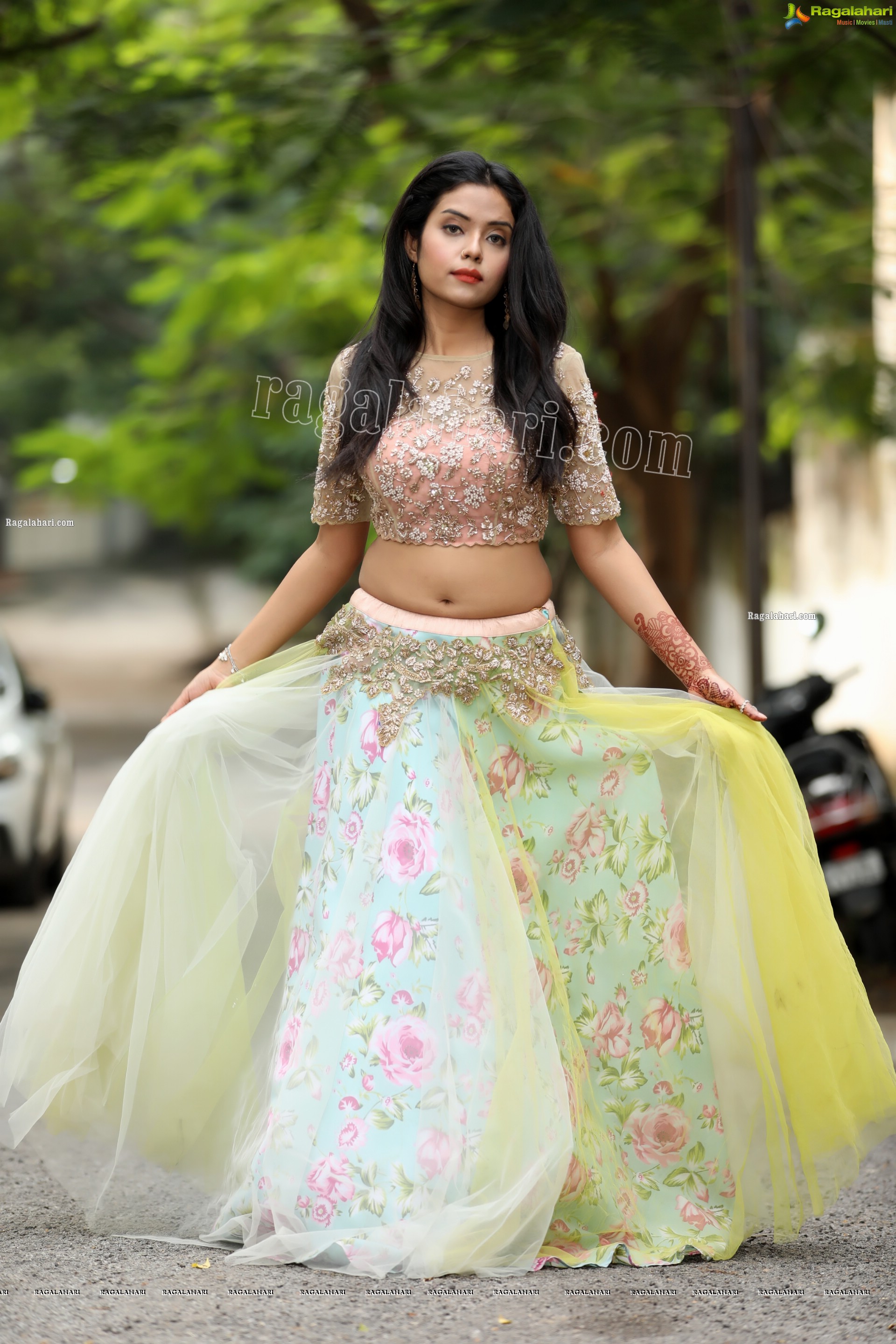 Swati Mandal in Primrose Yellow Embroidered Lehenga Exclusive Photo Shoot