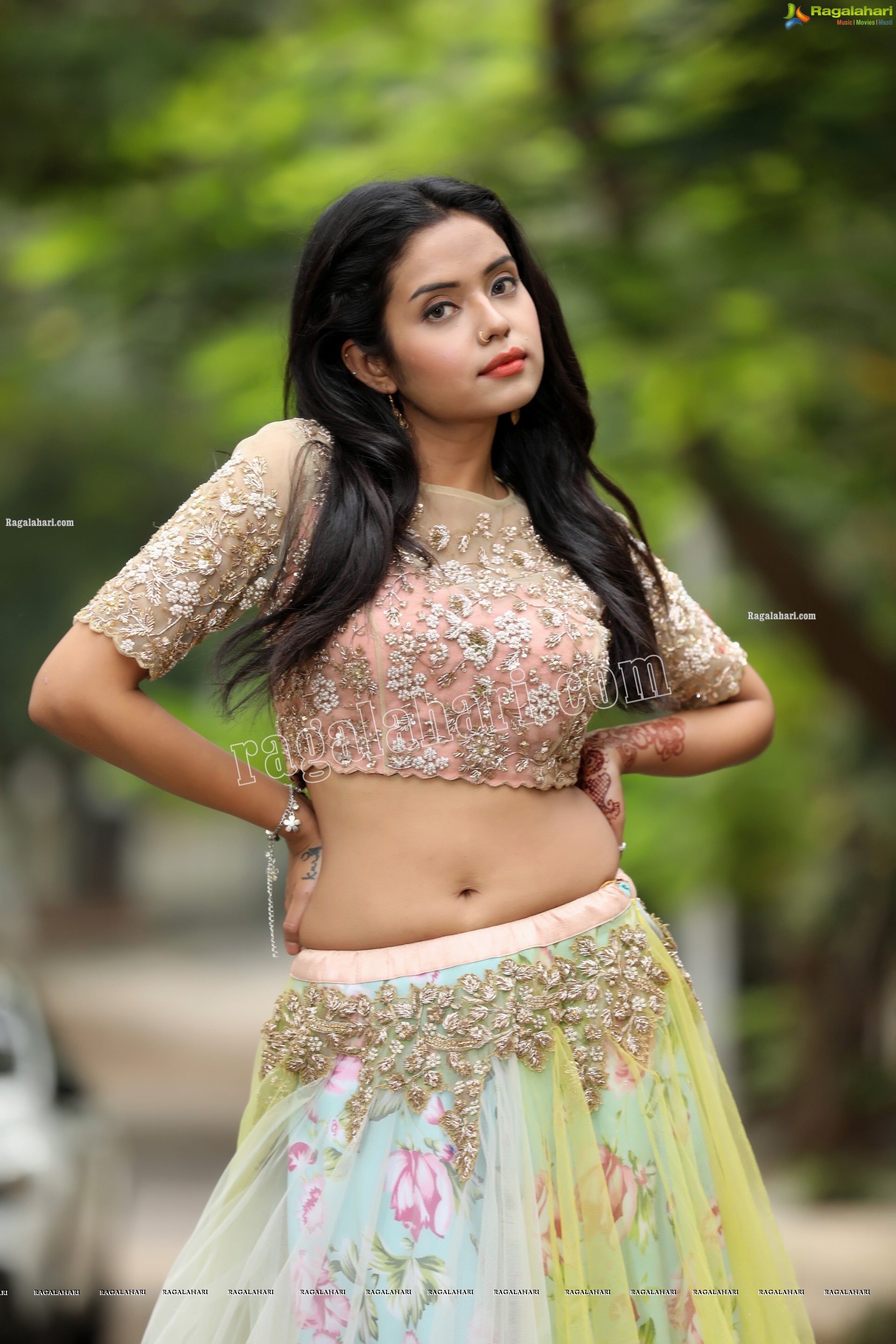 Swati Mandal in Primrose Yellow Embroidered Lehenga Exclusive Photo Shoot