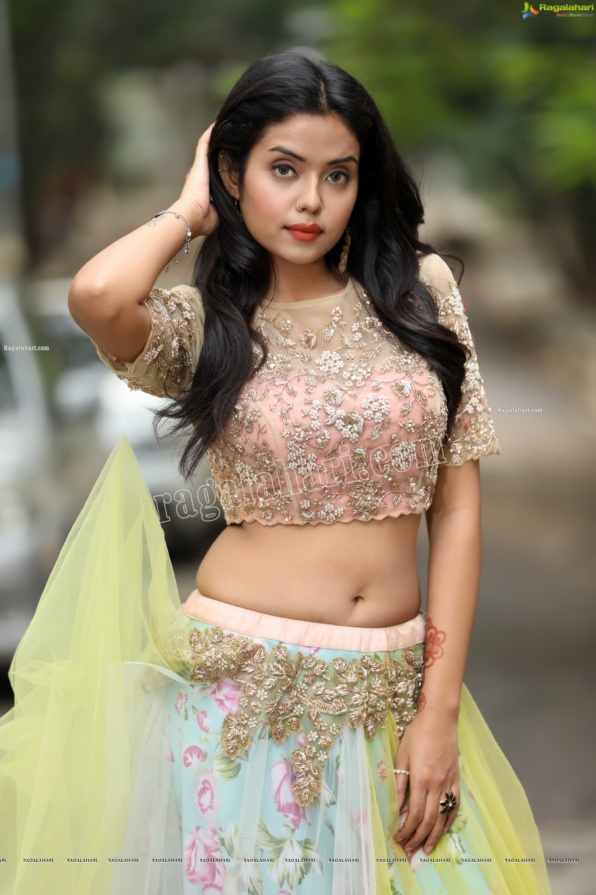 Swati Mandal in Primrose Yellow Embroidered Lehenga Exclusive Photo Shoot