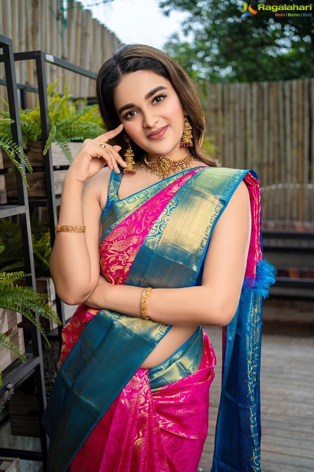 Nidhhi Agerwal in Traditional Silk Saree, Photo Gallery