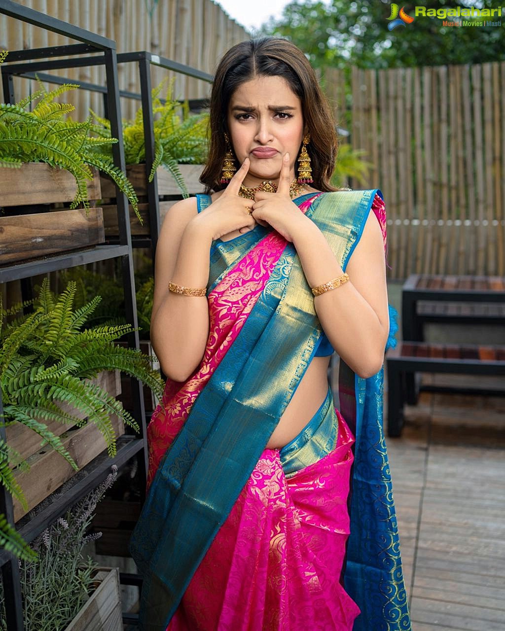 Nidhhi Agerwal in Traditional Silk Saree, Photo Gallery