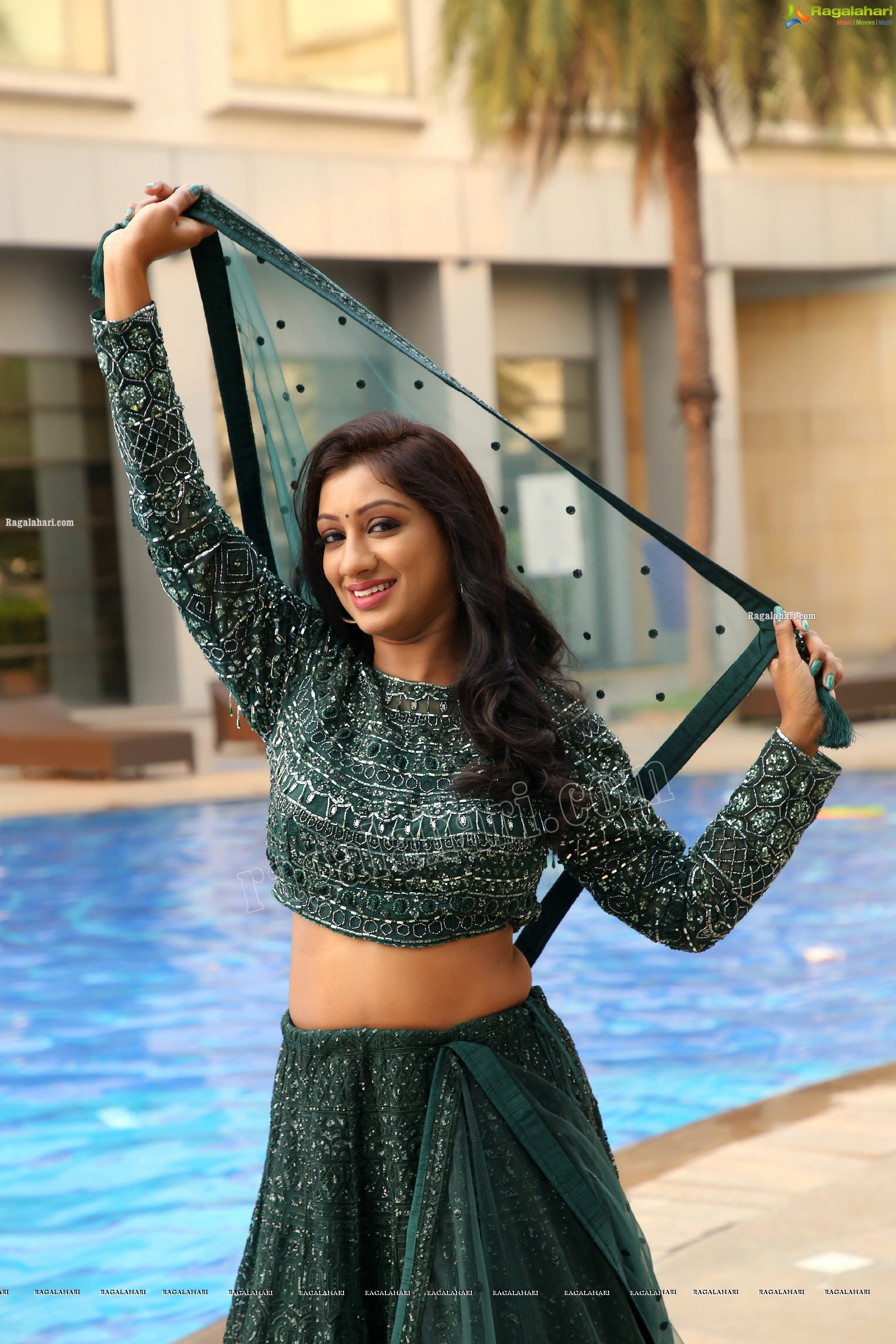 Chaithanya Priya in Green Embellished Lehenga Choli, Exclusive Photoshoot