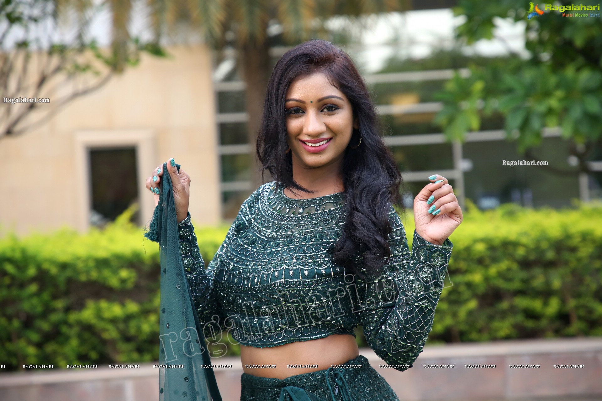 Chaithanya Priya in Green Embellished Lehenga Choli, Exclusive Photoshoot