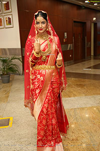 Drishika Chander in Bridal Red and Stunning Ornaments