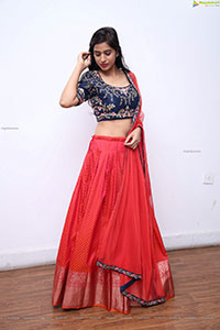 Naziya Khan in Red Designer Lehenga Choli