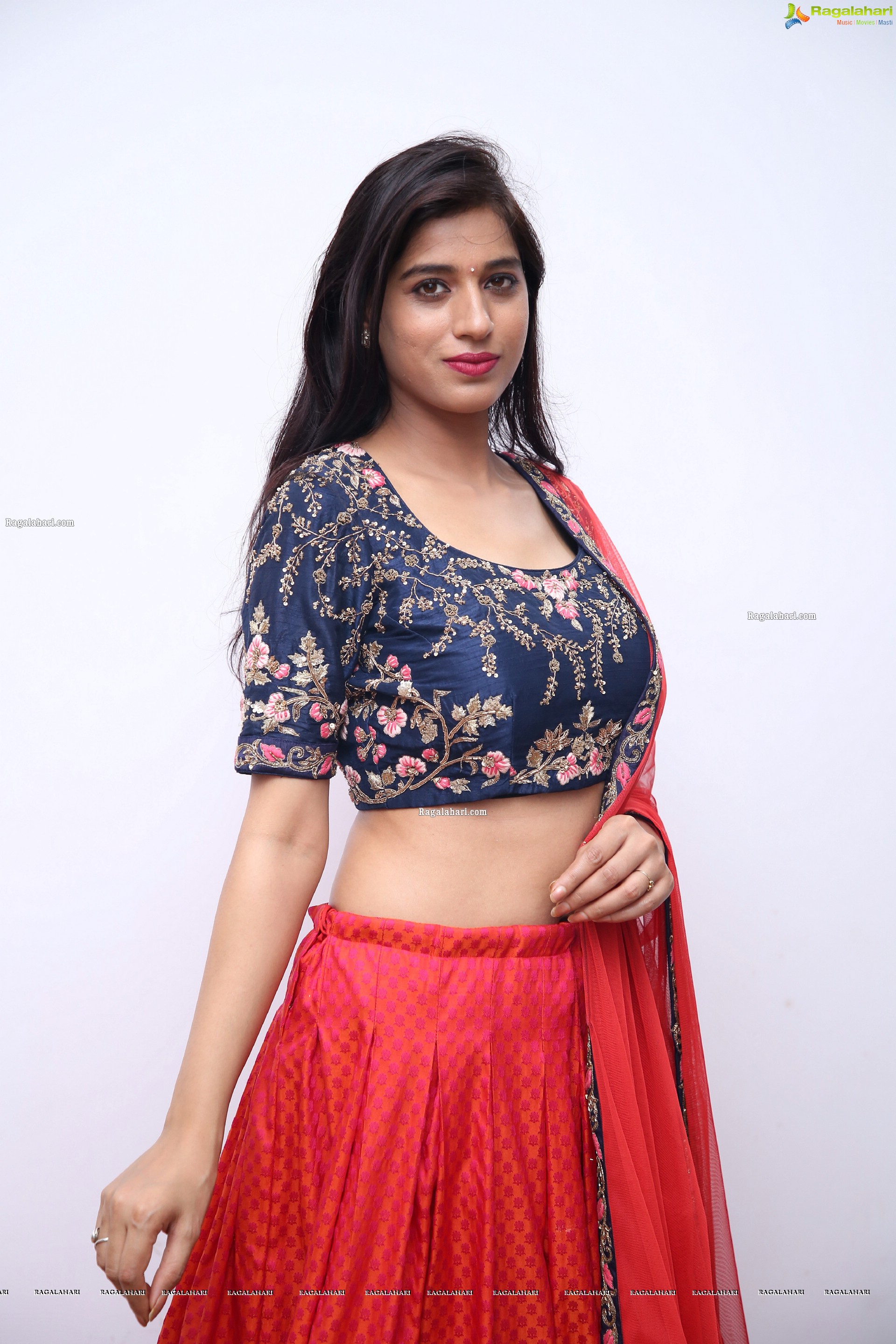 Naziya Khan in Red Designer Lehenga Choli, HD Photo Gallery