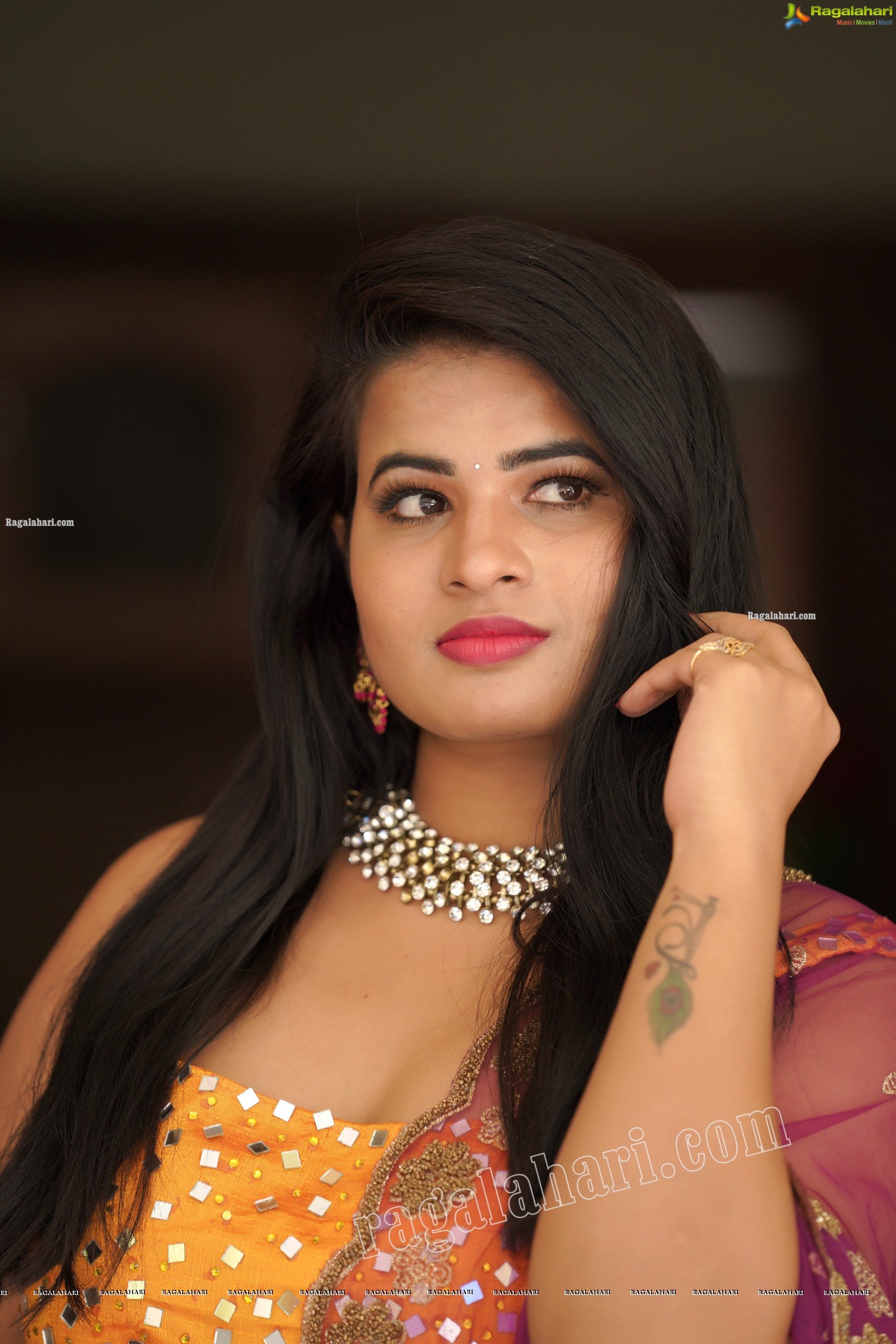 Anusha Venugopal in Pink and Yellow Embellished Lehenga Choli, Exclusive Photoshoot