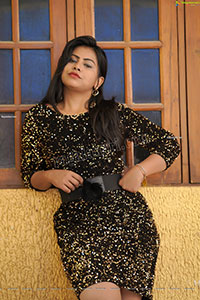 Divya Kottakota in Black Sequin Bodycon Dress