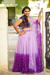 Gowthami Chitti in Purple Ombré Lehenga Choli