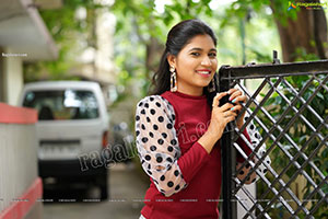 Honey Royal in Gray Side Slit Skirt and Red Top