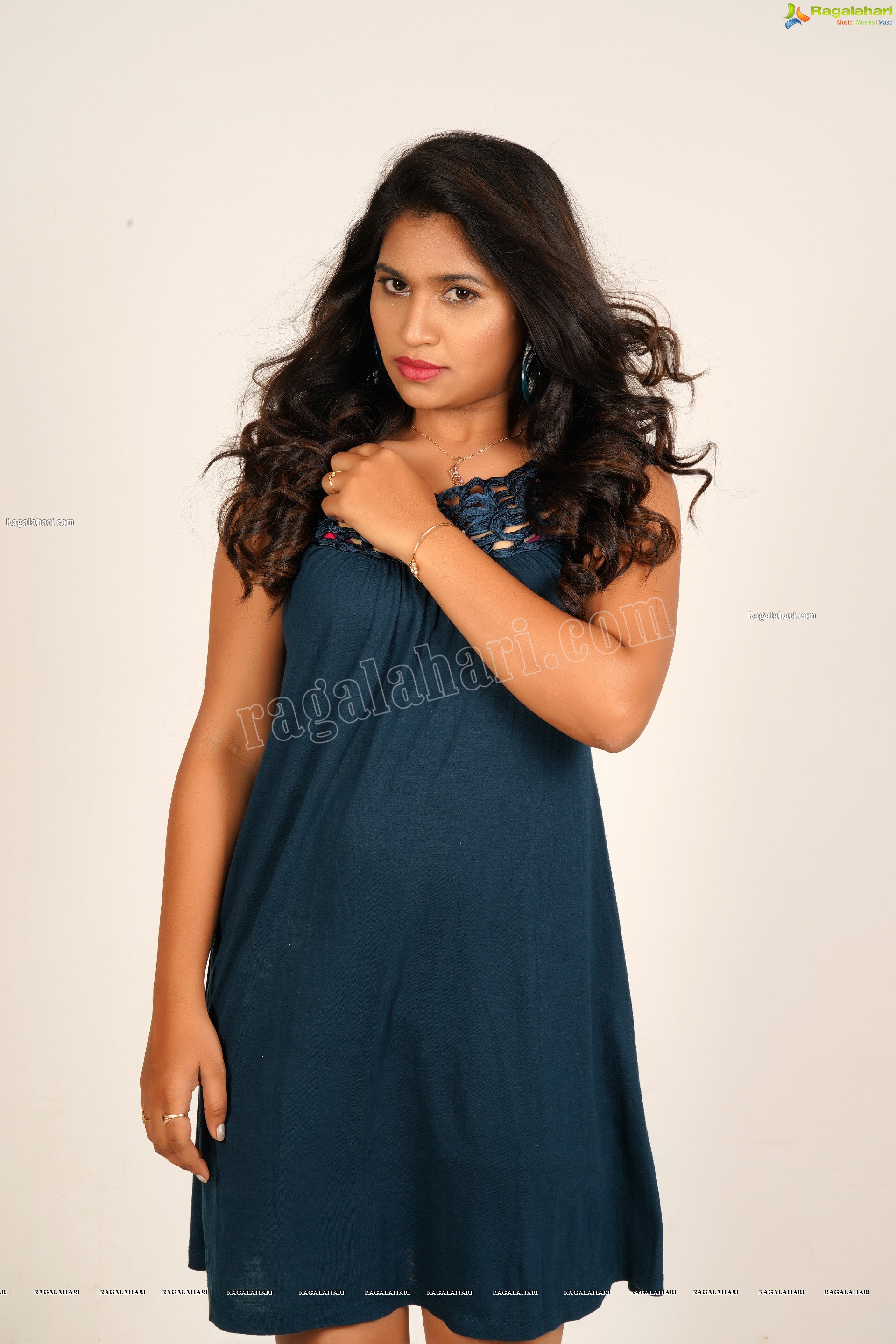 Honey Royal in Teal Blue Mini Dress, Exclusive Photoshoot