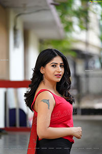 Madhulagna Das in Red Tank Top and Black Jeans