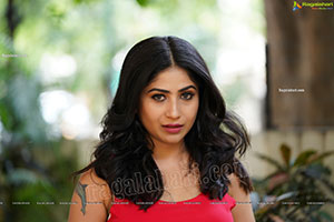 Madhulagna Das in Red Tank Top and Black Jeans