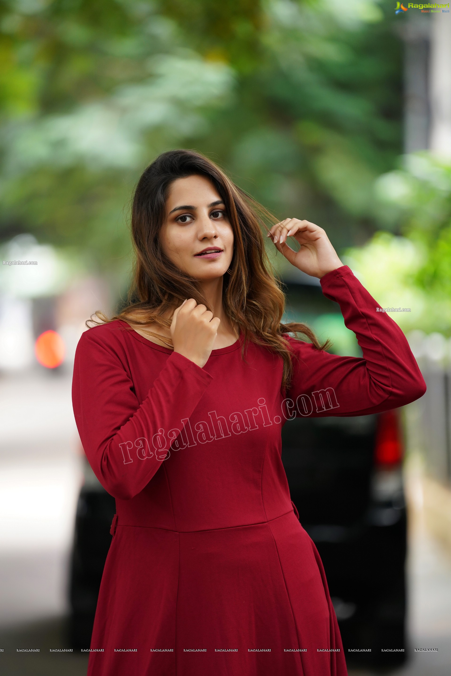 Tejal Tammali in Elegant Red Maxi Dress, Exclusive Photoshoot