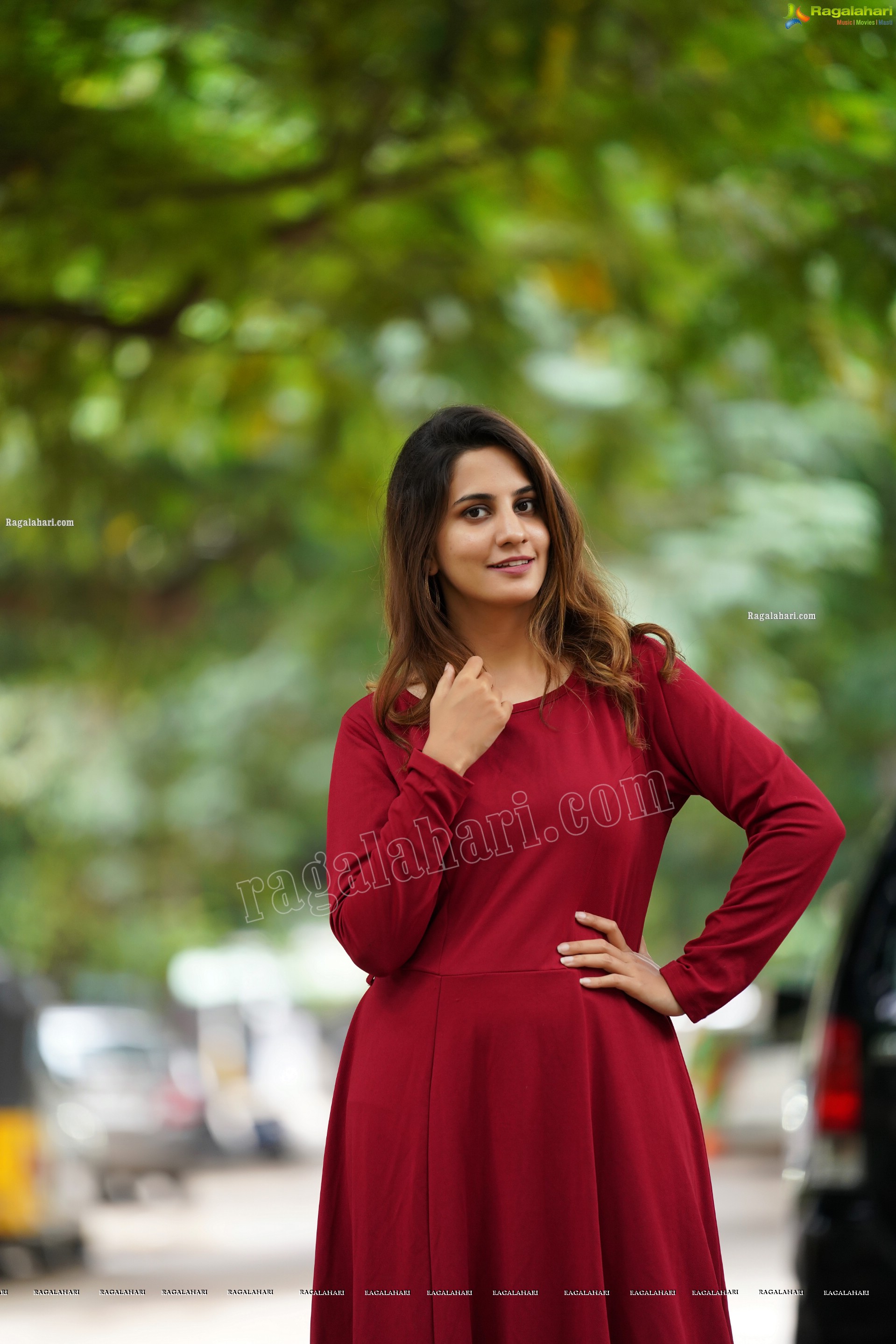 Tejal Tammali in Elegant Red Maxi Dress, Exclusive Photoshoot