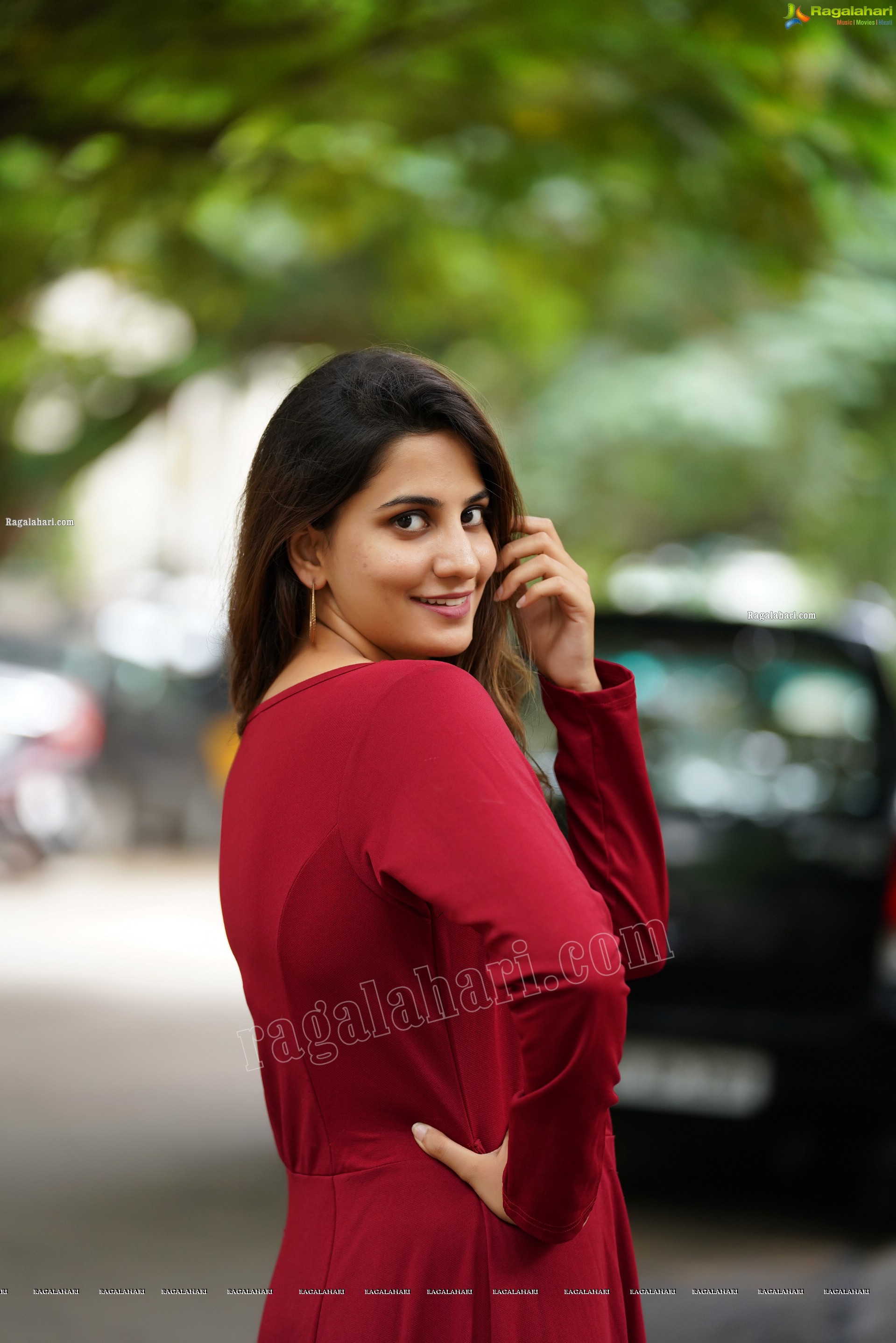 Tejal Tammali in Elegant Red Maxi Dress, Exclusive Photoshoot