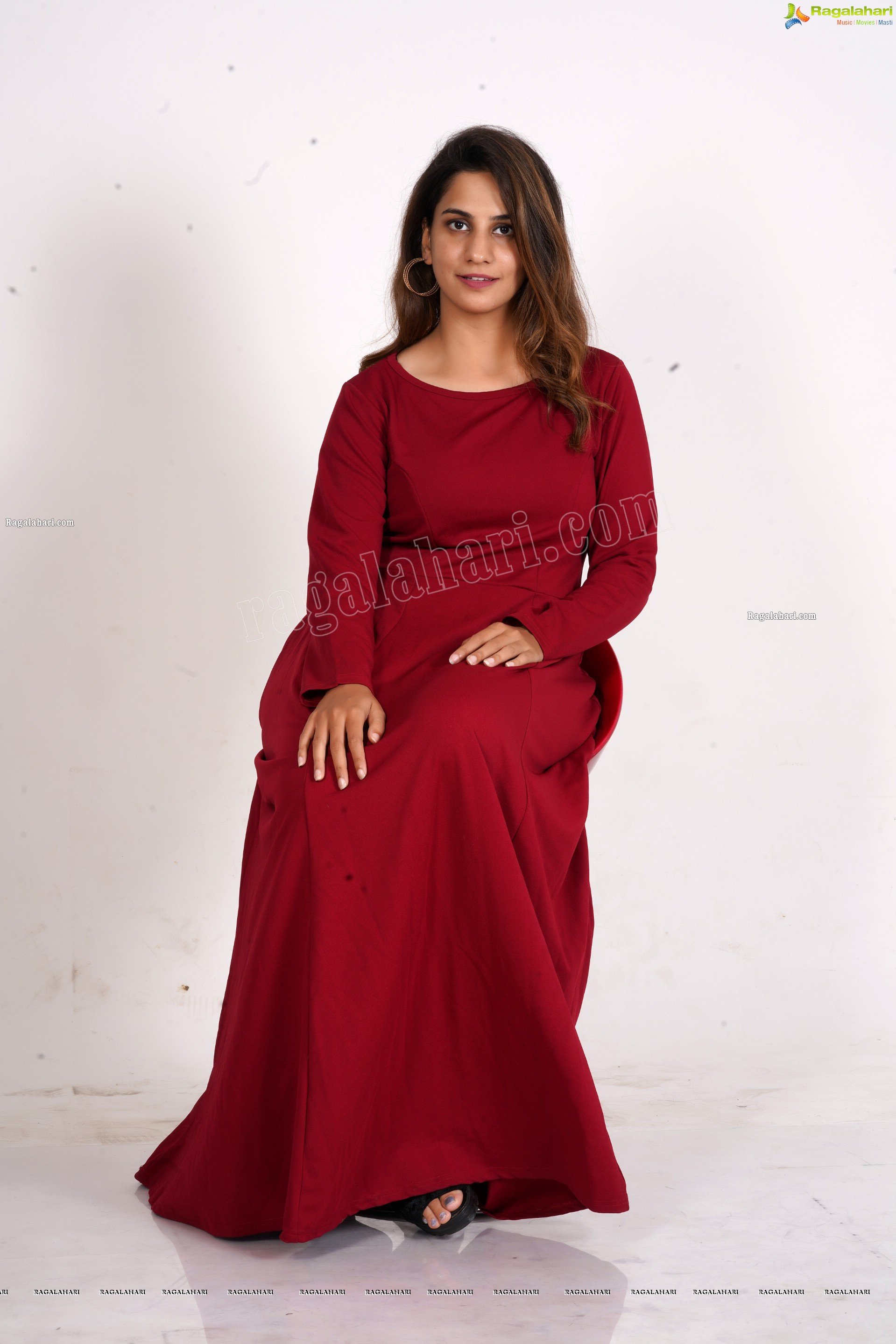Tejal Tammali in Elegant Red Maxi Dress, Exclusive Photoshoot