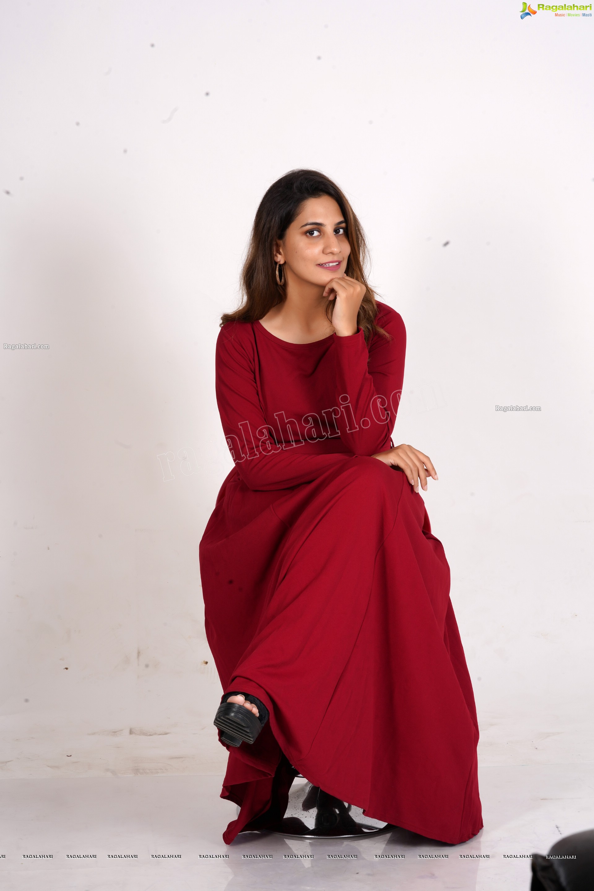 Tejal Tammali in Elegant Red Maxi Dress, Exclusive Photoshoot