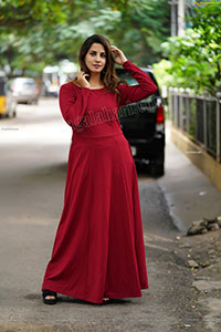 Tejal Tammali Exclusive Photos in Elegant Red Maxi Dress