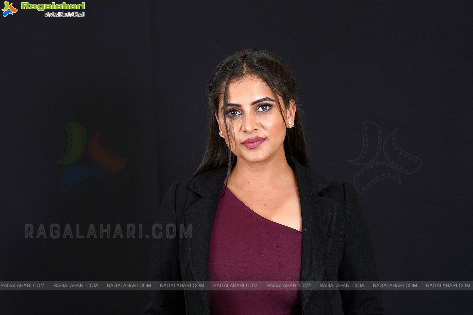 Aditi Singh in Burgundy One Shoulder Crop Top and Black Shorts, Exclusive Photo Shoot