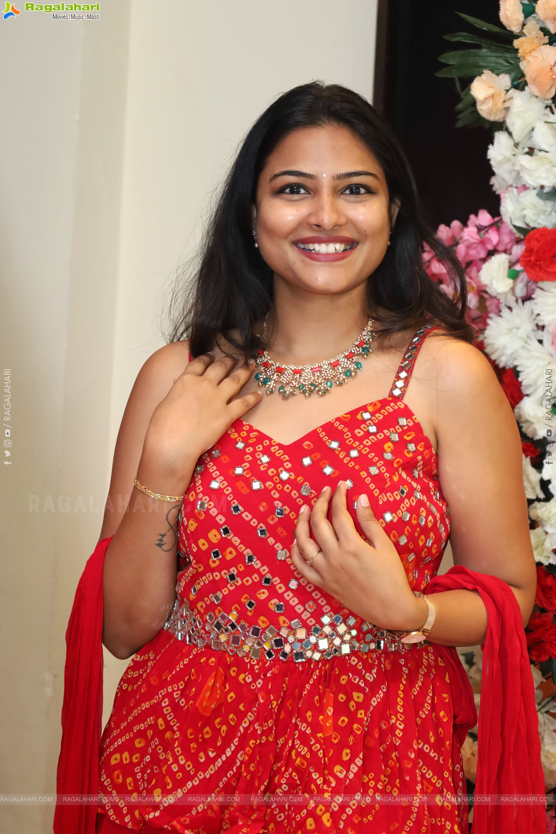 Priya Inturu in Red Designer Dress, HD Photo Gallery