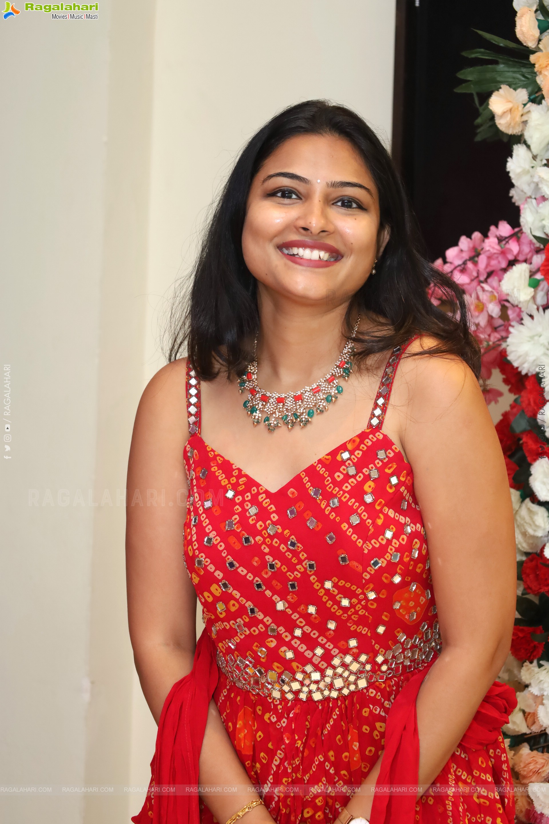 Priya Inturu in Red Designer Dress, HD Photo Gallery