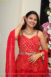 Priya Inturu in Red Designer Dress, HD Photo Gallery