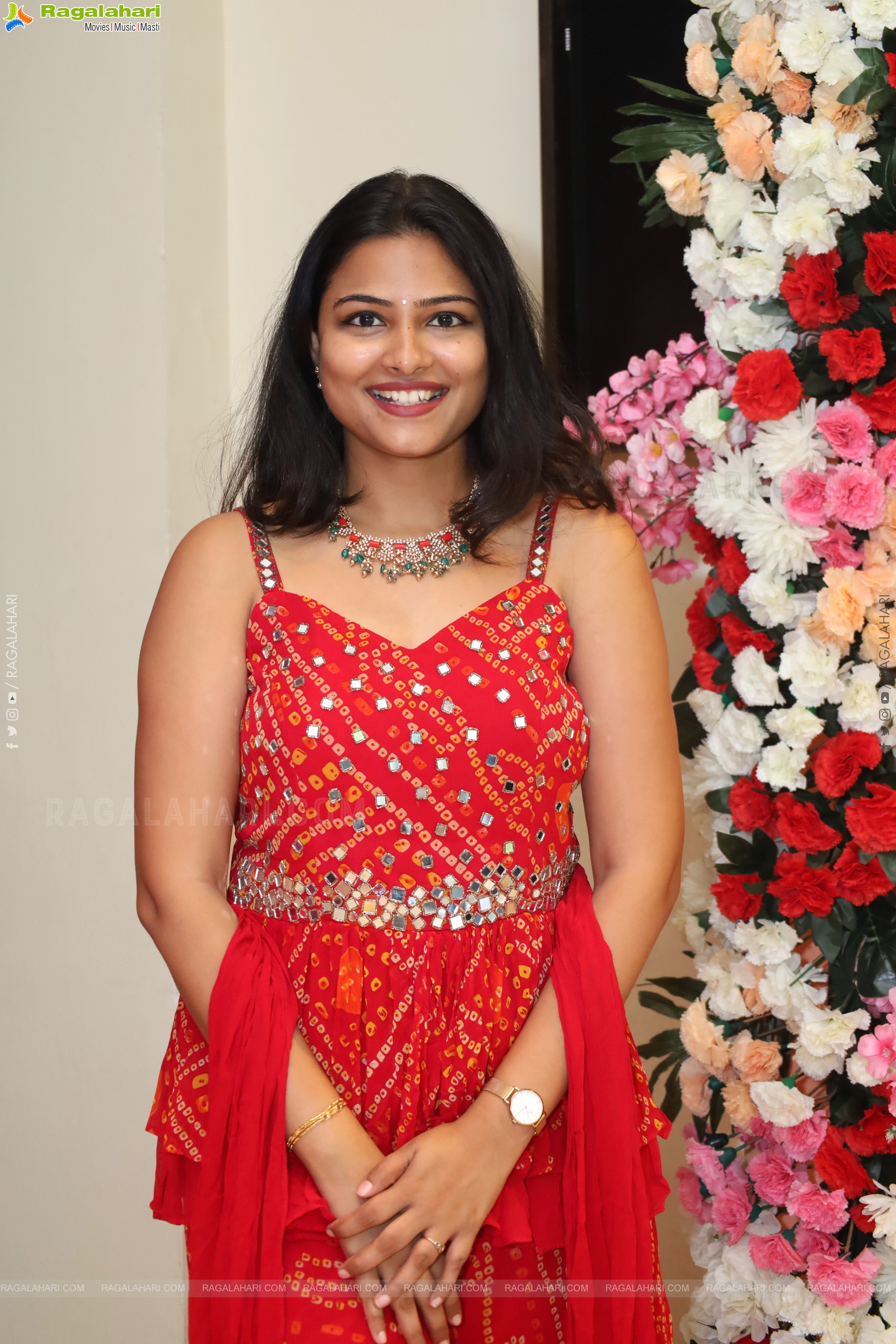 Priya Inturu in Red Designer Dress, HD Photo Gallery