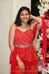 Priya Inturu in Red Designer Dress, HD Photo Gallery