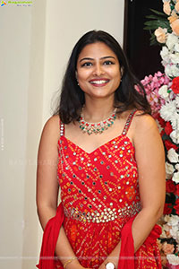 Priya Inturu in Red Designer Dress, HD Photo Gallery