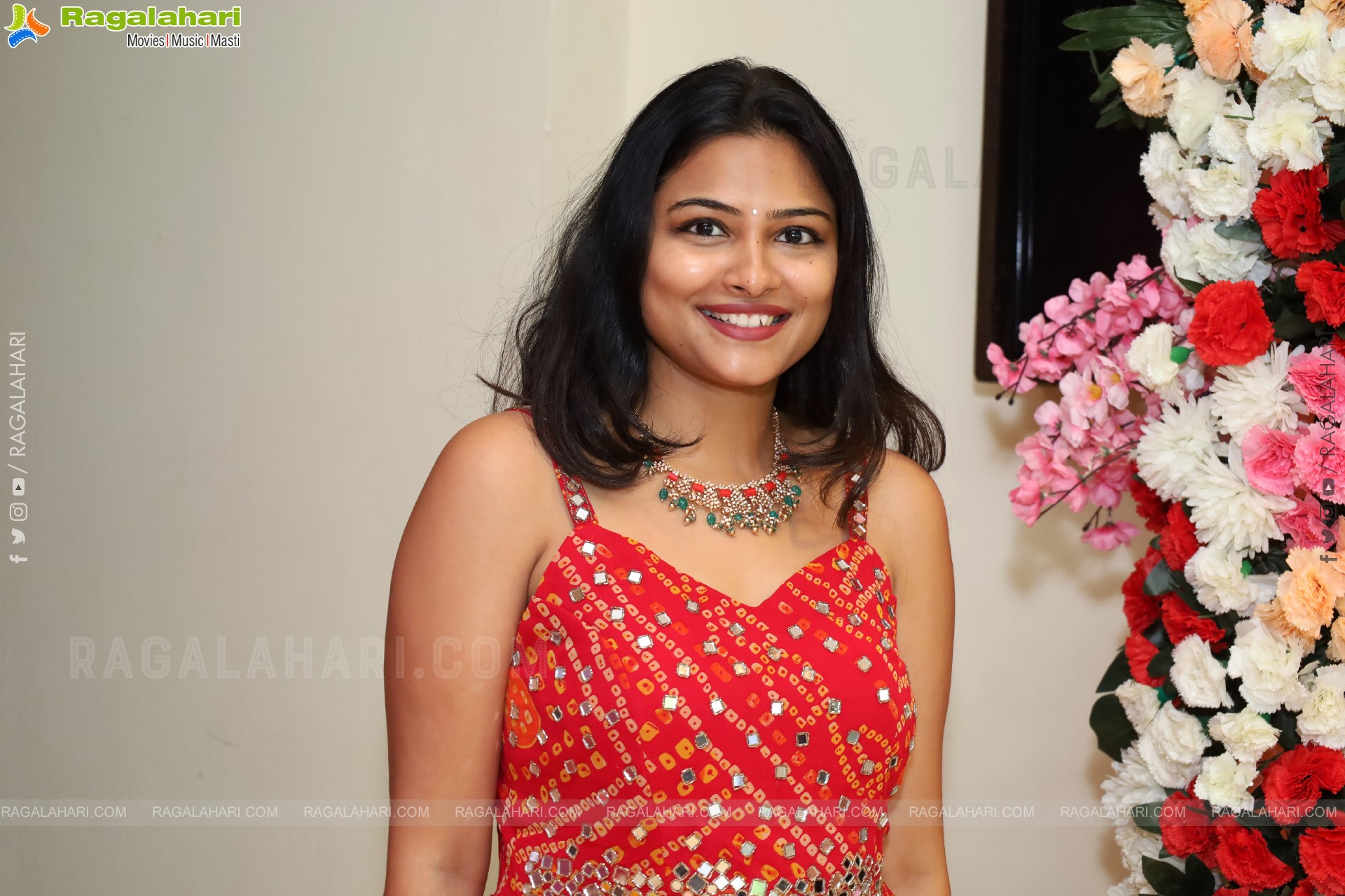 Priya Inturu in Red Designer Dress, HD Photo Gallery