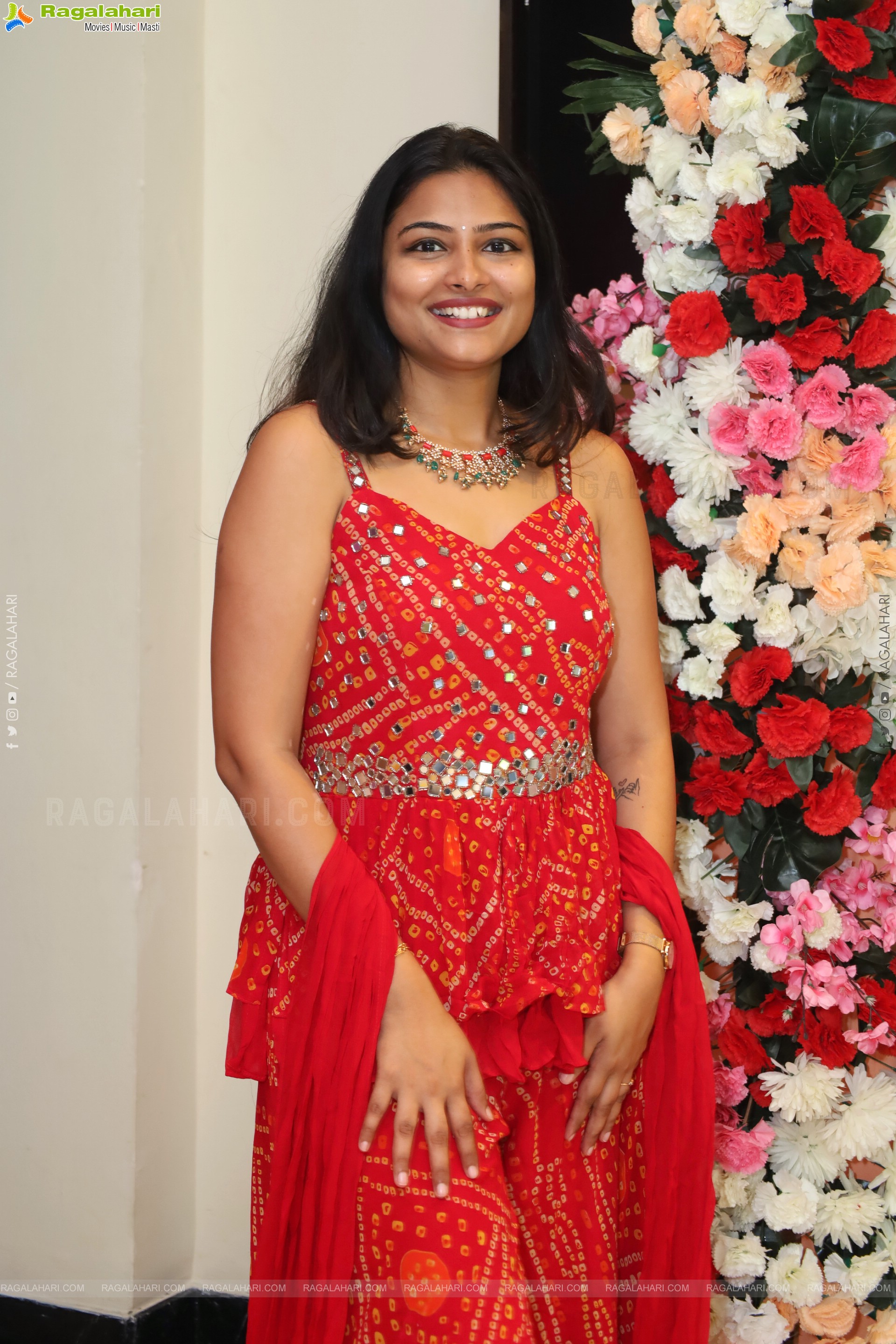 Priya Inturu in Red Designer Dress, HD Photo Gallery