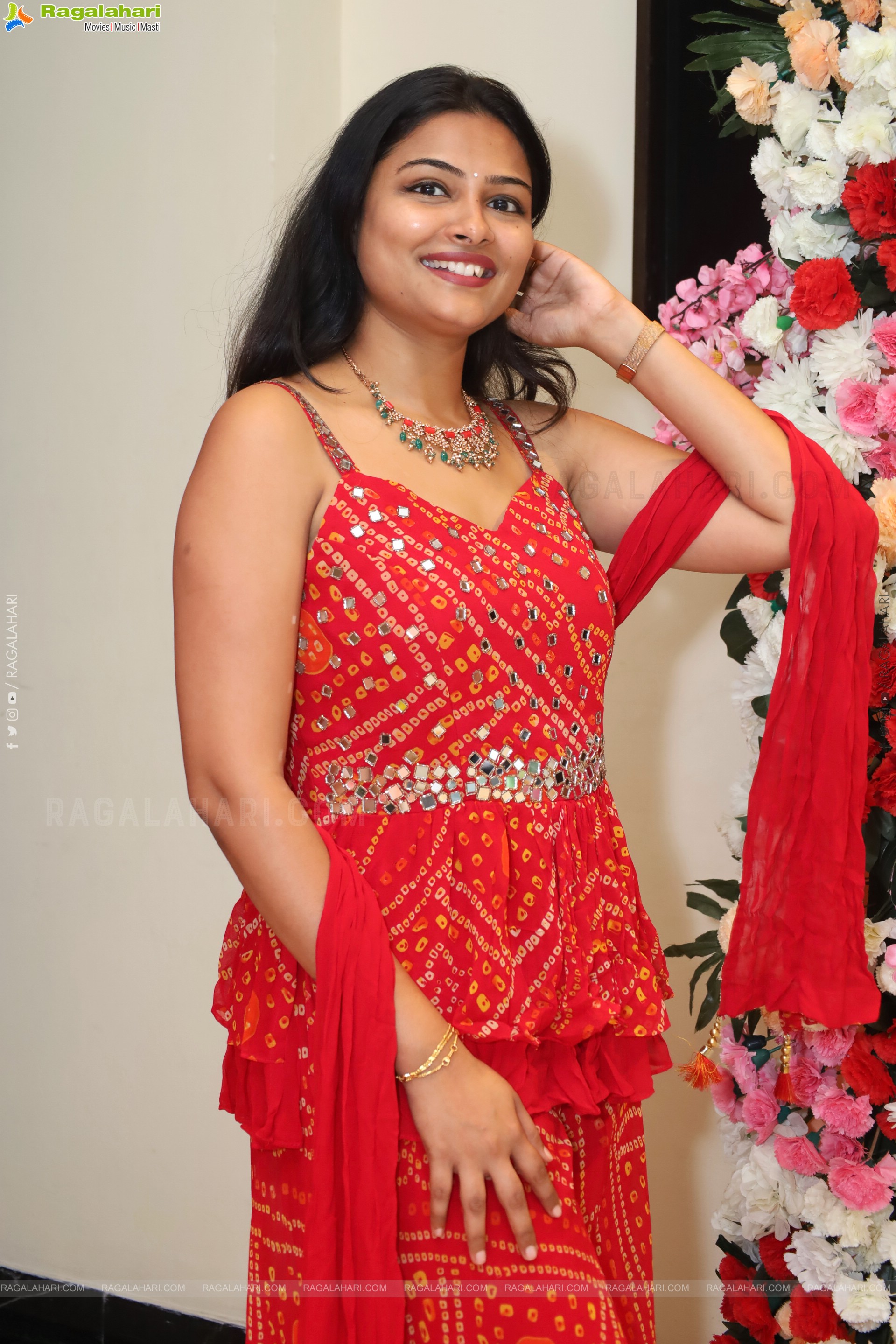 Priya Inturu in Red Designer Dress, HD Photo Gallery