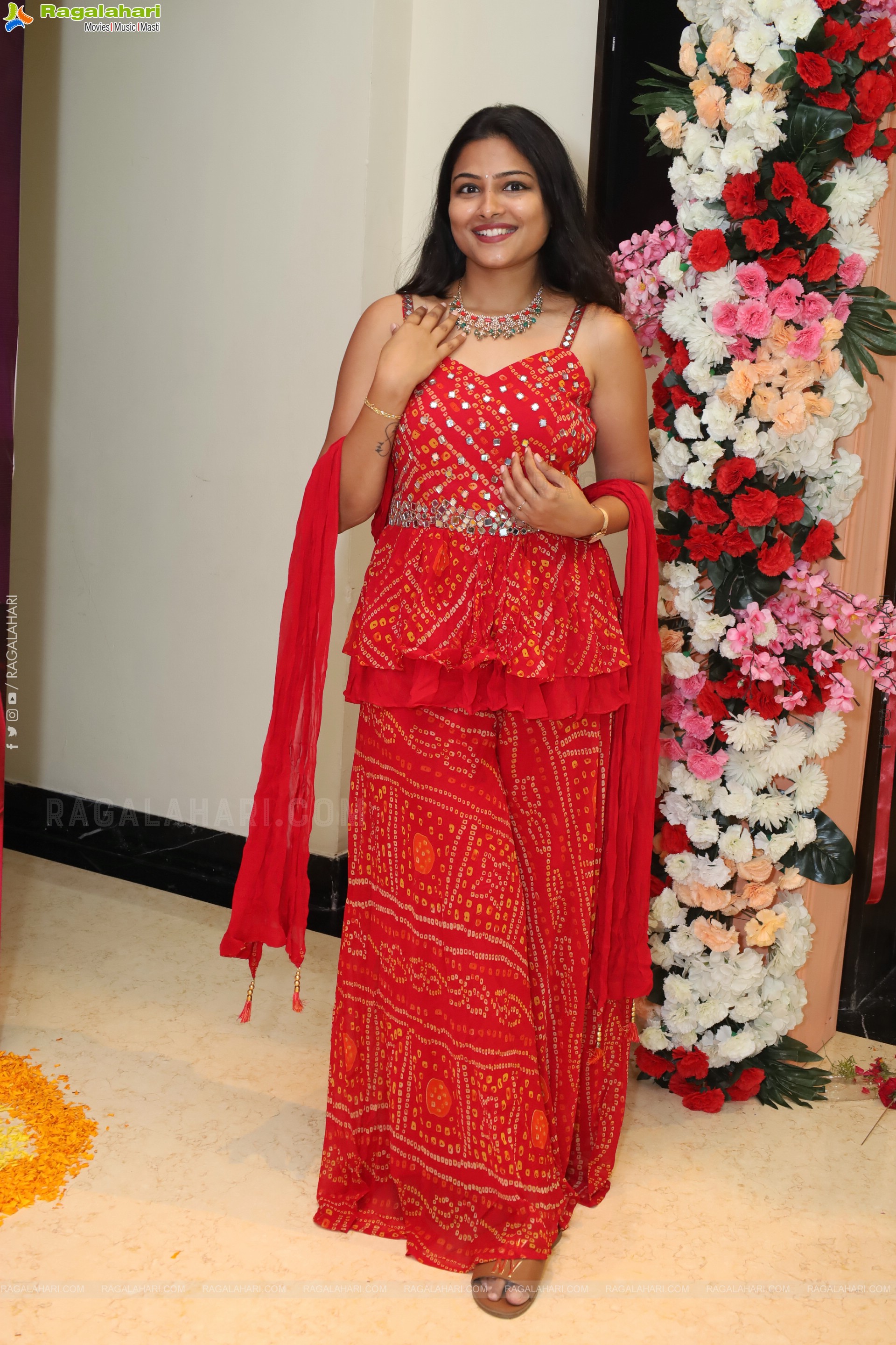 Priya Inturu in Red Designer Dress, HD Photo Gallery