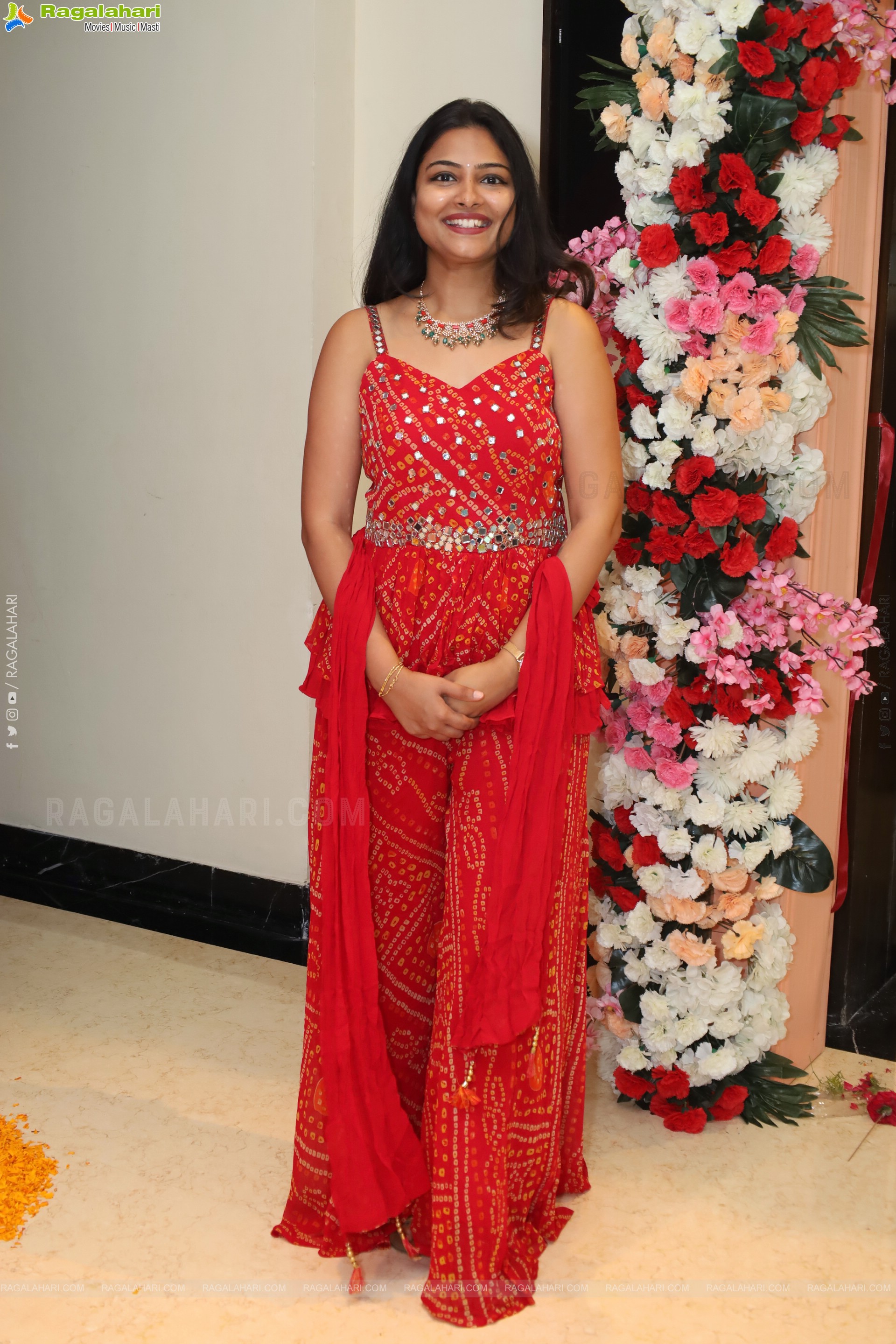 Priya Inturu in Red Designer Dress, HD Photo Gallery