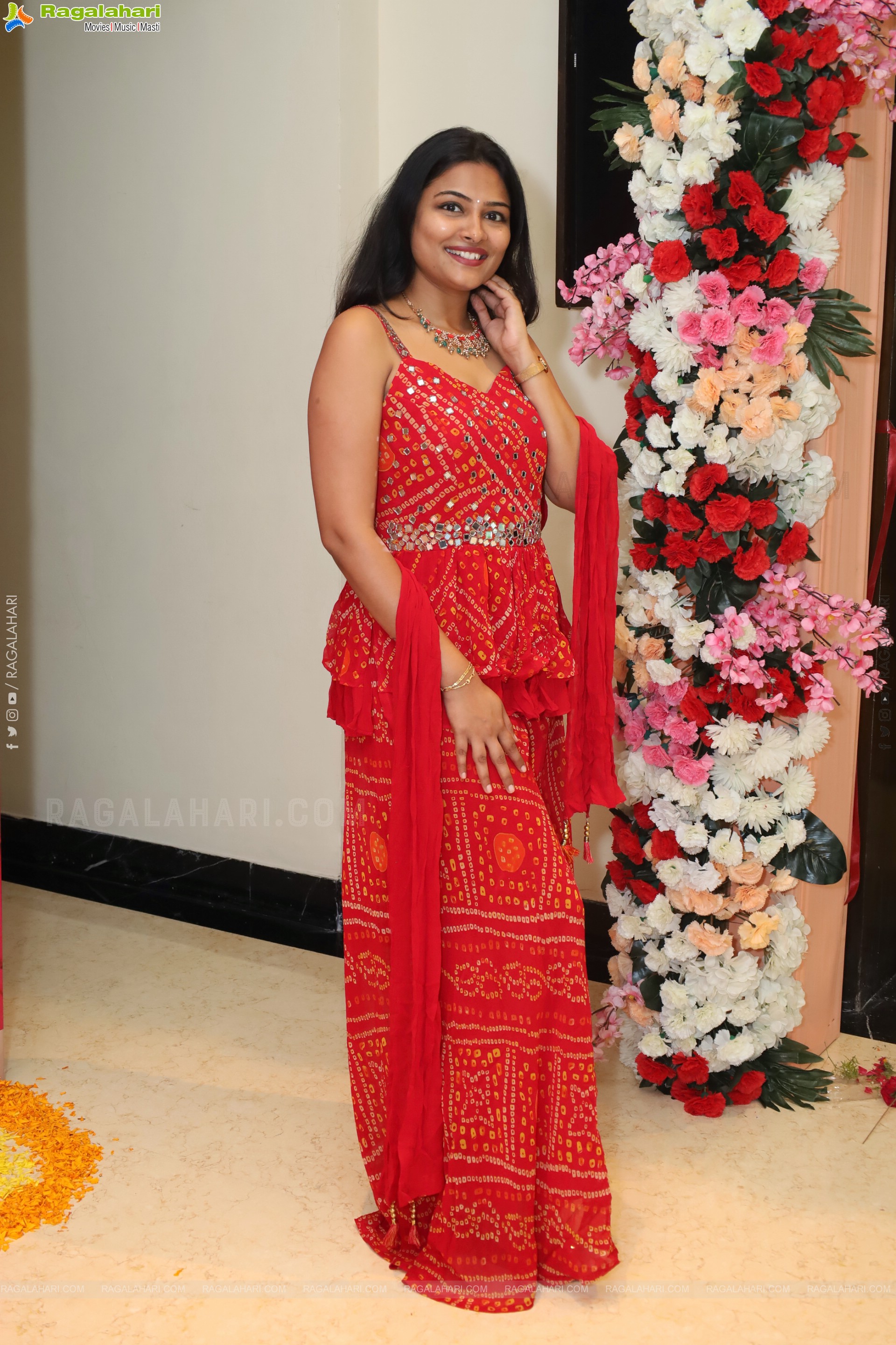 Priya Inturu in Red Designer Dress, HD Photo Gallery