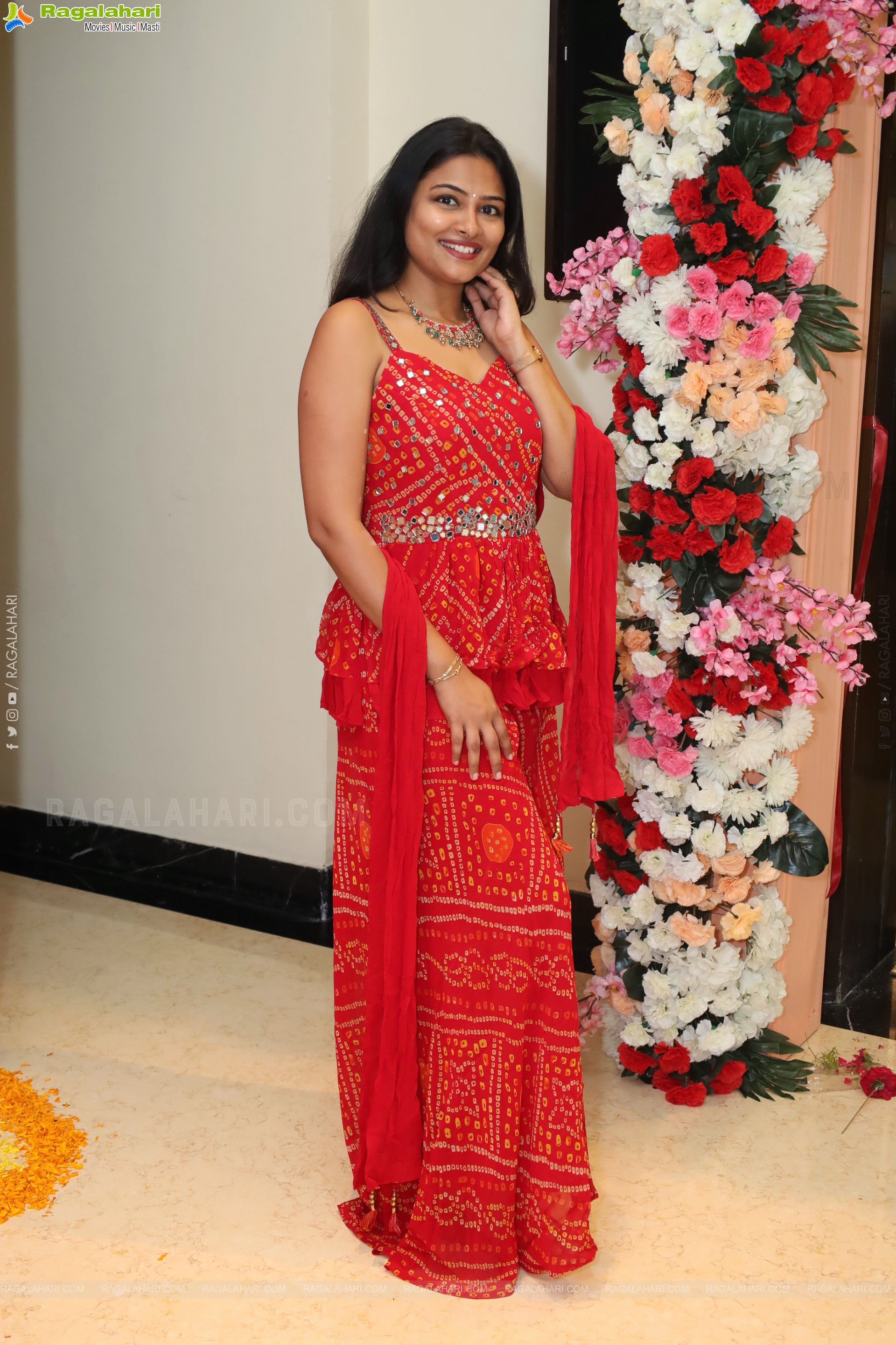 Priya Inturu in Red Designer Dress, HD Photo Gallery