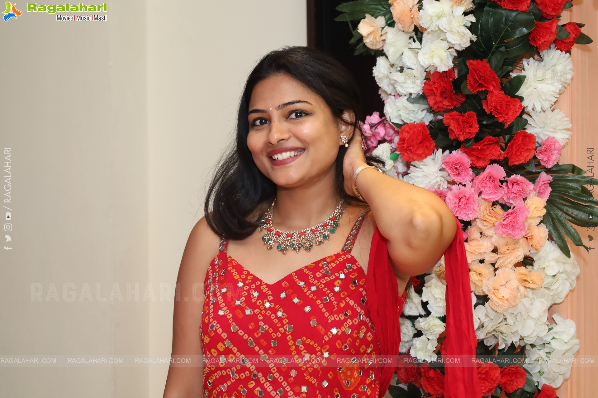 Priya Inturu in Red Designer Dress, HD Photo Gallery